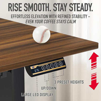 SHW 40-Inch Electric Height Adjustable Standing Desk with Drawer, Memory Preset and Cable Management Tray, Walnut