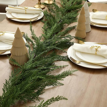 Jutom 1 Pcs 6 ft Christmas Cedar Garland - Artificial Realistic Faux Greenery Cedar Pine Garland for Home Fireplace, Door, Window, Indoor & Outdoor Christmas Party Decoration