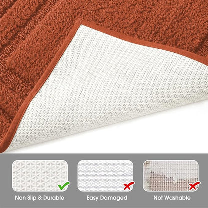 HOMEIDEAS Bathroom Rugs Sets 3 Piece, Super Soft and Absorbent Non Slip Microfiber Toilet Bath Mat with U-Shaped (Burnt Orange)