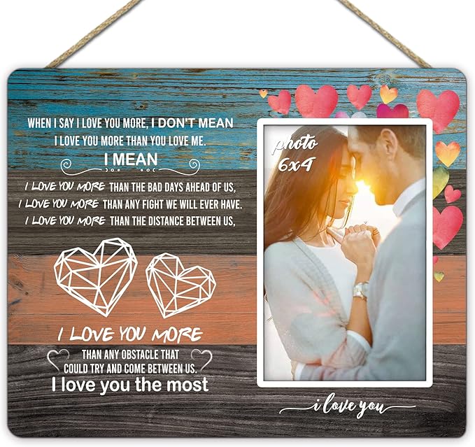 KU-DaYi When I Say I Love You More Picture Frame, Couples Picture Frames, Couple Picture Frame Birthday Anniversary Wedding Gifts for Couples Wife Husband - F062