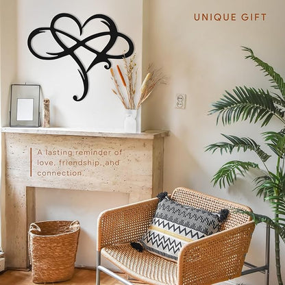 Infinity Heart Metal Wall Art for Home Decor, Eternal Love Sign Steel Wall Plaque, Home Wedding Decor, Eye-Catching Addition to Living Room, Above Bed Decor for Bedroom Ornaments