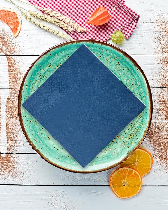 Navy Blue Cocktail Napkins 5 * 5inch Disposable Beverage Napkin Paper for Cocktail, Dinner, Wedding, Birthday Party Dessert Wine（ 120 Count）