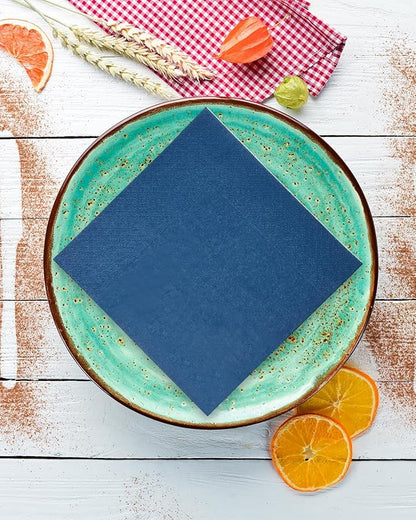 Navy Blue Cocktail Napkins 5 * 5inch Disposable Beverage Napkin Paper for Cocktail, Dinner, Wedding, Birthday Party Dessert Wine（ 120 Count）