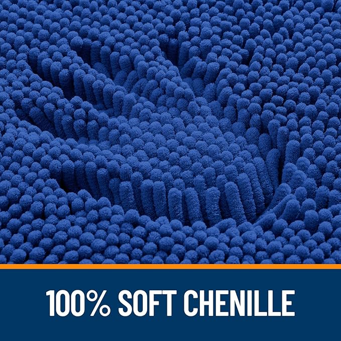 OLANLY Bathroom Rugs 47x17, Extra Soft Absorbent Chenille Bath Rugs, Rubber Backing Quick Dry, Machine Washable Bath Mats for Bathroom Floor, Tub and Shower, Home Decor Accessories, Royal Blue