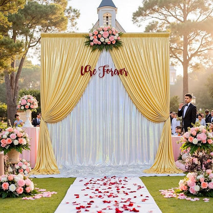10x10ft Shimmer Silver Sequin Backdrop Curtain for Parties-2 Panels 5x10ft Thick Wrinkle Free Glitter Coloful Backdrop Drapes Photo Back Drop Curtains for Wedding Birthday Photography Background Cloth