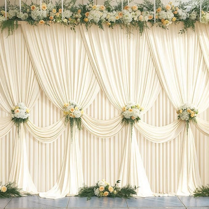 10 Panels Champagne Backdrop Curtain for Parties Wedding Baby Shower Wrinkle Free Photo Curtains Backdrop Drapes Fabric Decoration for Bridal Shower 50ft(W) x 10ft(H)