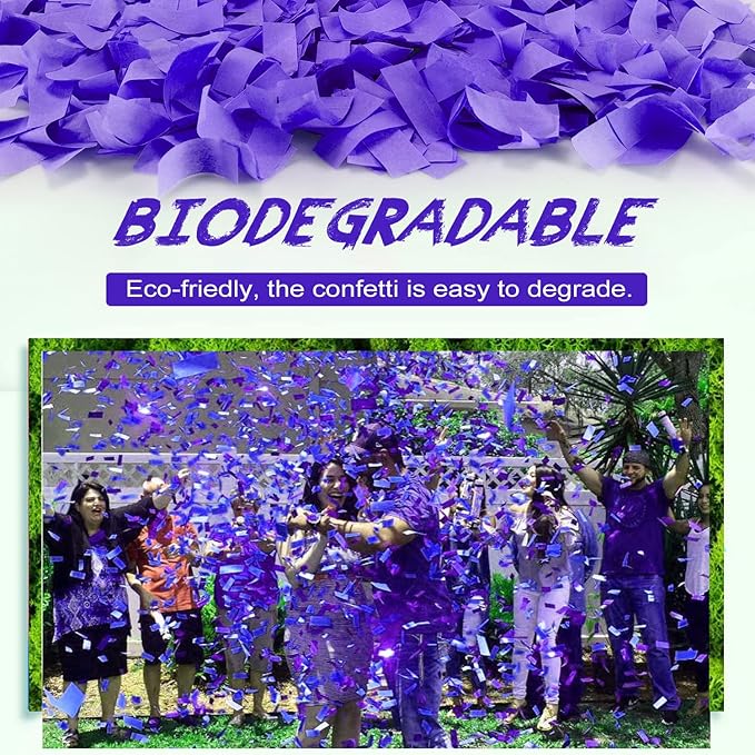 Violet Confetti Poppers, 15 Inch Purple Party Poppers, Air Powered Confetti Gun for Birthday, Wedding, Graduate Celebrations