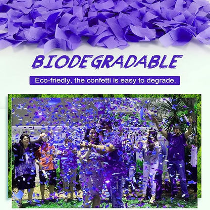 Violet Confetti Poppers, 15 Inch Purple Party Poppers, Air Powered Confetti Gun for Birthday, Wedding, Graduate Celebrations
