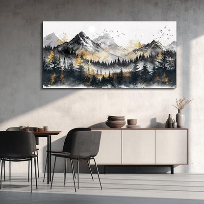 FUHAIHUA Large Wall Art For Living Room Canvas Wall Decor For Bedroom Forest Mountain Landscape Painting Office Mural Abstract Pictures Prints Artwork Aesthetic Family Room Decoration 24x48 In