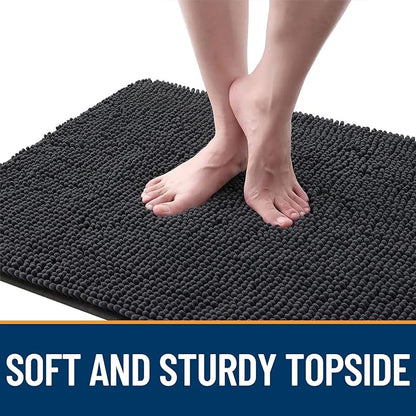 OLANLY Dog Door Mat for Muddy Paws 24x16, Absorbs Moisture and Dirt, Absorbent Non-Slip Washable Doormat, Quick Dry Chenille Mud Mat for Dogs, Entry Indoor Entryway Carpet for Inside Floor, Dark Grey
