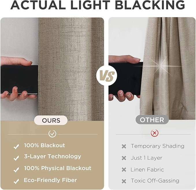 Joydeco Linen Blackout Room Divider Curtains, Extra Wide Sliding Door Drapes Living Room Curtains, 1 Panel 100W x 90L Inch Patio Door Drapes for Room Privacy