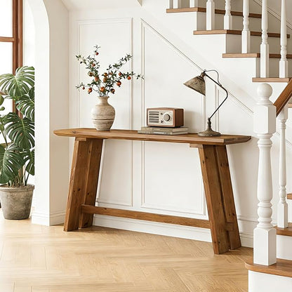 Tribesigns 63-Inch Solid Wood Console Table for Entryway, Narrow Long Sofa Table Behind Couch with Parquet Tabletop for Living Room, Entrance, Hallway, Foyer