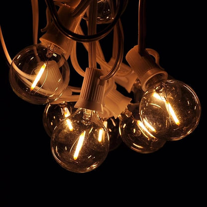 Hometown Evolution, Inc. G50 2" LED Filament Outdoor Patio String Lights with 0.6 Watt Light Bulbs (G50 LED - White Wire, 25 ft)