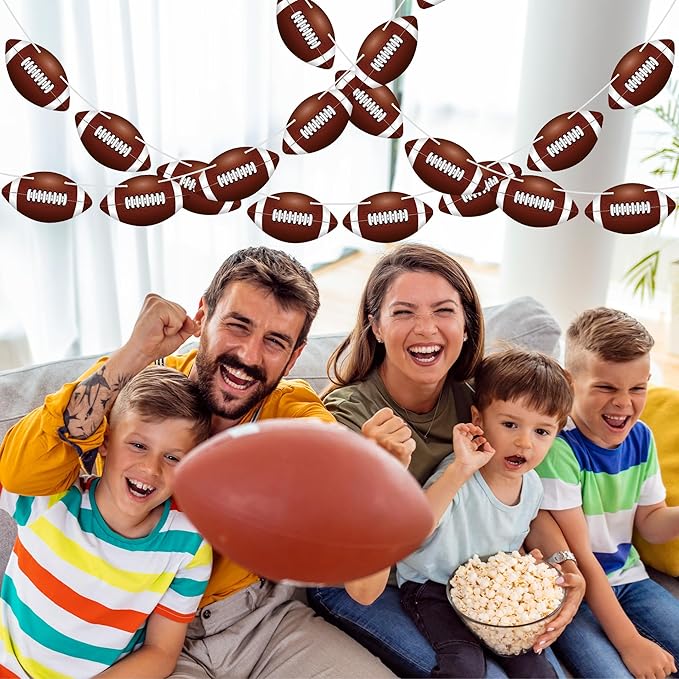 4 Pack Football Party Decorations, 32 PCS Football Cardboard Pre-Assemble Game Day Party Banner Garland for Bowl Game Day Sports Themed Party Supplies Birthday Cutouts Banner Decor