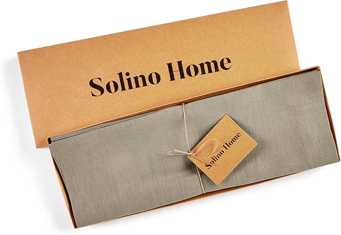 Solino Home Linen Placemats Set of 4 - Vintage Khaki Placemats 14 x 19 Inch - 100% Pure Linen Table Place Mats for Fall, Autumn - Fete
