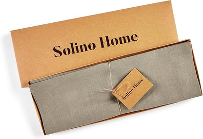 Solino Home Linen Placemats Set of 4 - Vintage Khaki Placemats 14 x 19 Inch - 100% Pure Linen Table Place Mats for Fall, Autumn - Fete