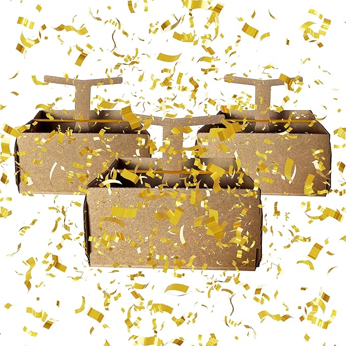 Razzle-Dazzle, Confetti Explosion Gift Box Insert 3pk Gold (DIY). Show Them How Much You Cherish Them With Our Exploding Surprise Confetti Add-On. (Gold: 3 Pack)