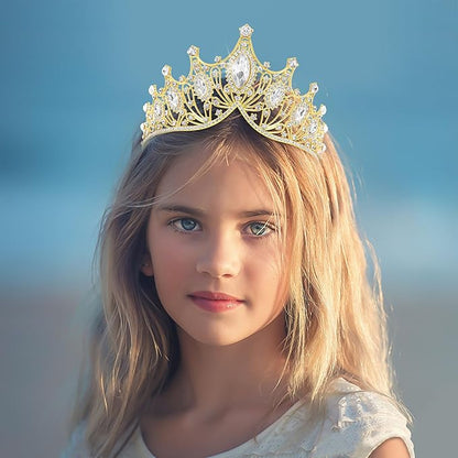 TAROSE Silver Tiaras for Women and Girls, Crystal Gold Crowns for Women, Hair Accessories for Bride/Halloween/Prom/Birthday
