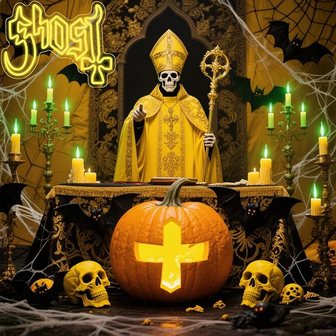 Gothic Band Neon Sign, Yellow LED Wall Light, Mysterious Rock Music Decor, Occult Aesthetic Room Light (12.2"x16.5")