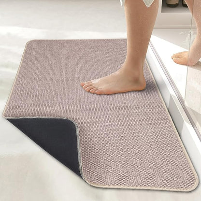 Bath Mat,Ultra Thin Bathroom Runner Rugs,Large Bath Mats for Bathroom,Quick Dry,Non-Slip,Machine Washable,Low Pile,Bath Rug,Shower Outside,Sink,Home Decor Accessories.Beige,3'x6'(36x72inch)