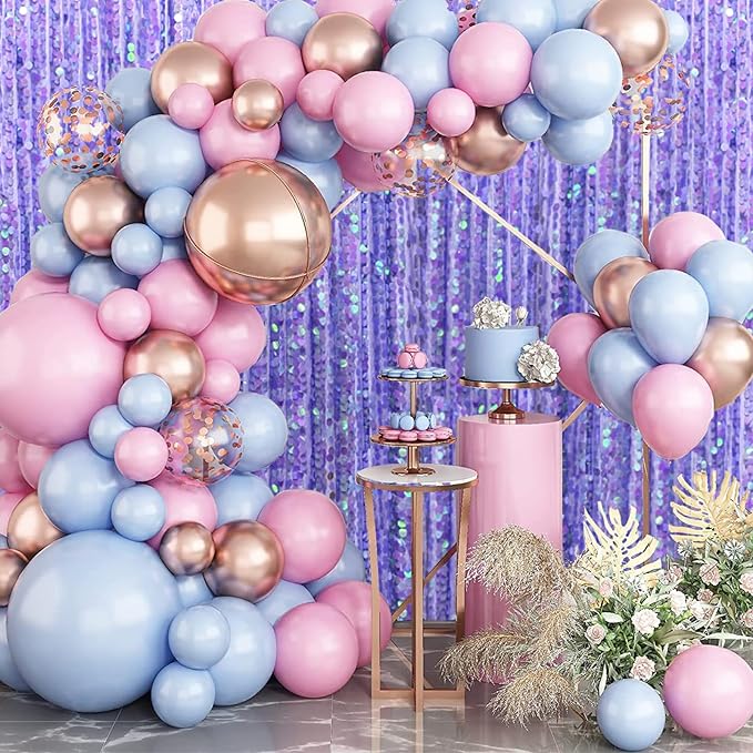 Big Sequin Backdrop Curtains, Sequin Fabric Photography Backdrop, Shimmer Photo Backdrop Payette Sequins Curtain Panels for Wedding Party Christmas Decor - 9x9FT, Iridescent Purple