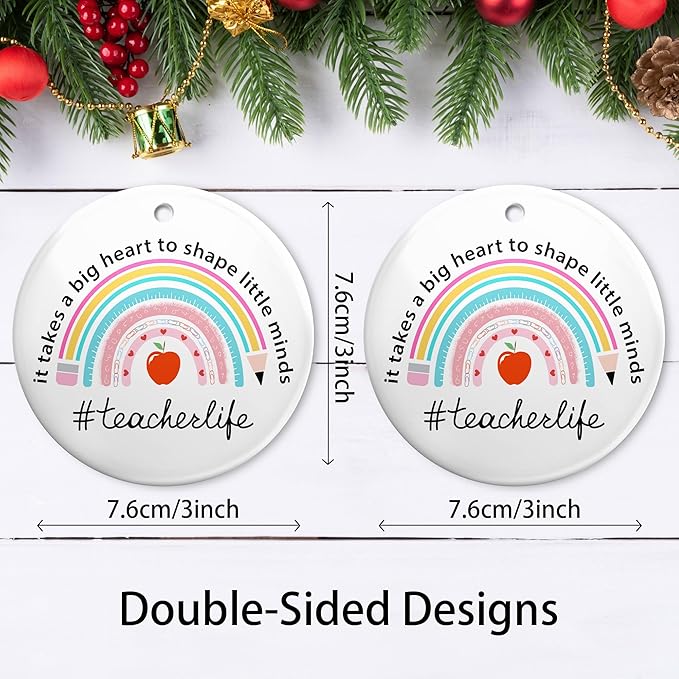 Thank You Gifts for Teachers 2025,Appreciation Teacher Christmas Ornaments Gifts for Teacher Women Men,Teachers Christmas Tree Decorations Hanging Ornament Xmas Keepsake Birthday Gift Ideas