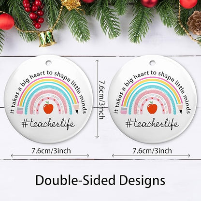 Thank You Gifts for Teachers 2025,Appreciation Teacher Christmas Ornaments Gifts for Teacher Women Men,Teachers Christmas Tree Decorations Hanging Ornament Xmas Keepsake Birthday Gift Ideas