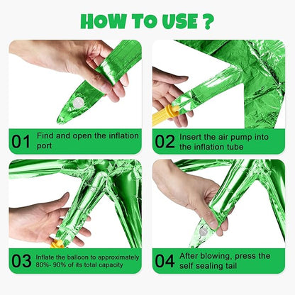 Gold Green Star Balloon,16Pcs Star Foil Balloons Set with 22Inch Explosion Spike Cone Balloons and 10Inch Quadrangle Helium Balloon for Birthday Wedding Baby Shower Party Decorations