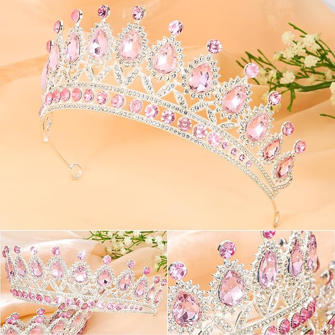 3 Pack Crystal Tiara and Princess Crown,Bridal Wedding Queen Headbands Prom Pageant Birthday Party Hair Accessories