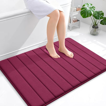 OLANLY Memory Foam Bath Mat 40x32, Super Soft Absorbent Bathroom Rugs, Quick Dry, Machine Washable Shower Floor Rugs, Bathmat Carpet, Bathroom Home Decor Accessories, Burgundy