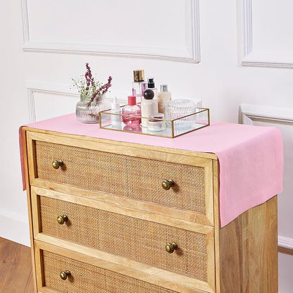 Solino Home Linen Table Runner 36 Inches - 100% Pure Linen Pink Lemonade Table Runner 14 x 36 Inch Ideal for Dresser and Coffee Tables - Fete