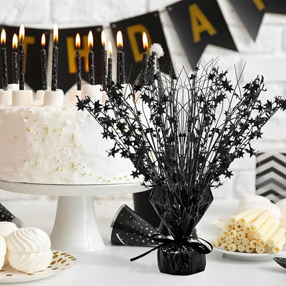 Crowye 18 Pcs Foil Spray Centerpiece Christmas Party Winter Star Table Decoration Burst Metallic Table Centerpieces for Birthday Party Season Holiday(Black)