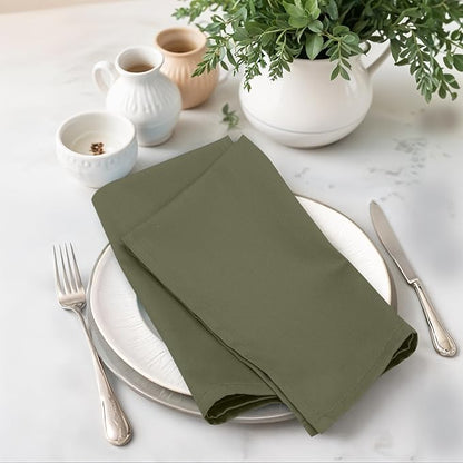 Zoyer Cloth Napkins Set of 4, 18x18 Inches Cotton Enrich Napkins Cloth ‎Washable, Soft & Durable Dinner Napkins for Parties, Wedding, Christmas, ‎Thanksgiving & Everyday Use - Martini Olive