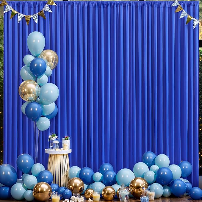 10x10 Royal Blue Backdrop Curtain for Parties Wrinkle Free Blue Photo Curtains Backdrop Drapes Fabric Decoration for Wedding Birthday Party Baby Shower 5ft x 10ft,2 Panels