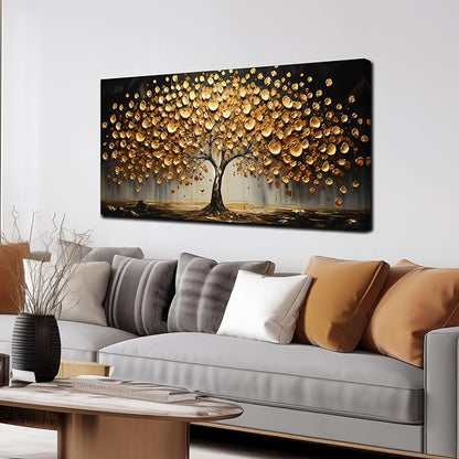 Tree Canvas Wall Art for Living Room Gold Wall Art for Bedroom Above Bed Home Office Print Wall Decor 20 x 40 Inch