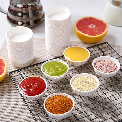 LITOPAK 1 oz 500 Pack Disposable Paper Souffle Cups, Paper Sample Cup for Tasting Pills, Food Dessert, and Condiments