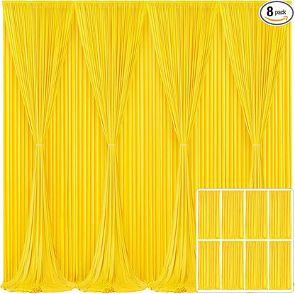 8 Panels Yellow Backdrop Curtain for Parties Wrinkle Free Lemon Yellow Photo Curtains Backdrop Drapes Fabric Decoration for Birthday Party Wedding Baby Shower 40ft(W) x 10ft(H)