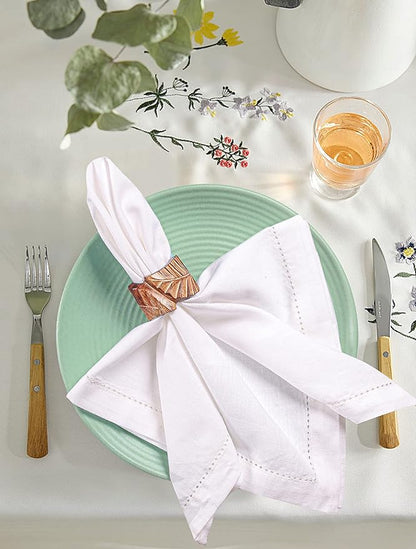 Cloth Napkins Reusable White Cloth Dinner Napkins Set of 12 Cotton Flax Fabric Oversized 20x20 Inches Cloth Napkins for Events Parties Weddings Washable Cocktail Napkins Thanksgiving Decor