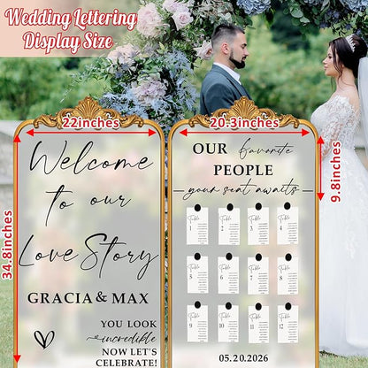 Custom Wedding Mirror Vinyl Decals Personalized Wedding Welcome Signs DIY Bride and Groom Names Stickers Welcome to Our Love Story Sign for Reception Display Party Entry Weddings Letters Decoration