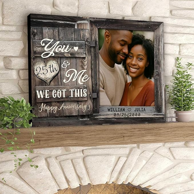 GABITA Personalized Wedding Anniversary Couple Canvas, Gift for Husband and Wife, Gift for Parents, 50th Wedding Anniversary Couple Wall Art Personalized by Year