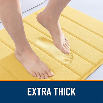 OLANLY Memory Foam Long Bathroom Rugs Runner 59x24, Super Soft Absorbent Bath Mat, Quick Dry, Machine Washable Shower Floor Rugs, Bathmat Carpet, Bathroom Home Decor Accessories, Yellow