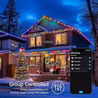 JMEXSUSS 100 LED RGB Christmas Tree Lights Indoor, 33ft Smart Color Changing Christmas Lights Outdoor with Remote & APP, Clear Wire Christmas Lights Plug in for Bedroom Tree Room Party Birthday