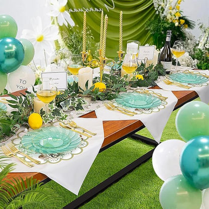 100 Pcs Woodland Baby Shower Decorations 13.5" Scalloped Woodland Animals Paper Placemats Disposable Jungle Animals Table Place Mats for Wild Animal Birthday Party Supplies