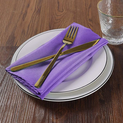 Cloth Napkins 17x17 inch Washable Polyester Dinner Napkins Soft Table Napkins for Wedding Party Dining Banquet(Purple,12PCS)