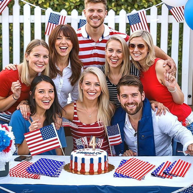 American USA Flag Patriotic Napkins-50PCS 4th of July Red White Blue Star Napkins Disposable Cocktail Party Paper Napkins for Memorial Day Election Day Independence Day Decorations