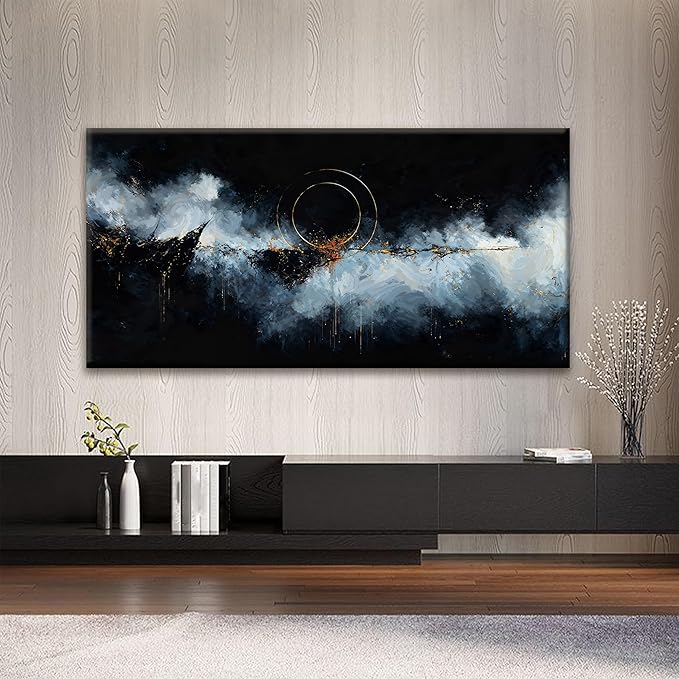 Large Abstract Wall Art For Living Room Modern Abstract Wall Decor Painting Maximalist Gold Circle Canvas Wall Art Decor Prints Artwork Bedroom Hotel Office Home Wall Artwork 29" × 58"