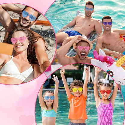 PLULON Heart Sunglasses for Women 5/12/25 Pcs, Heart Glasses Valentine Day Rimless Shaped Candy Color Fun Glasses Party Favor