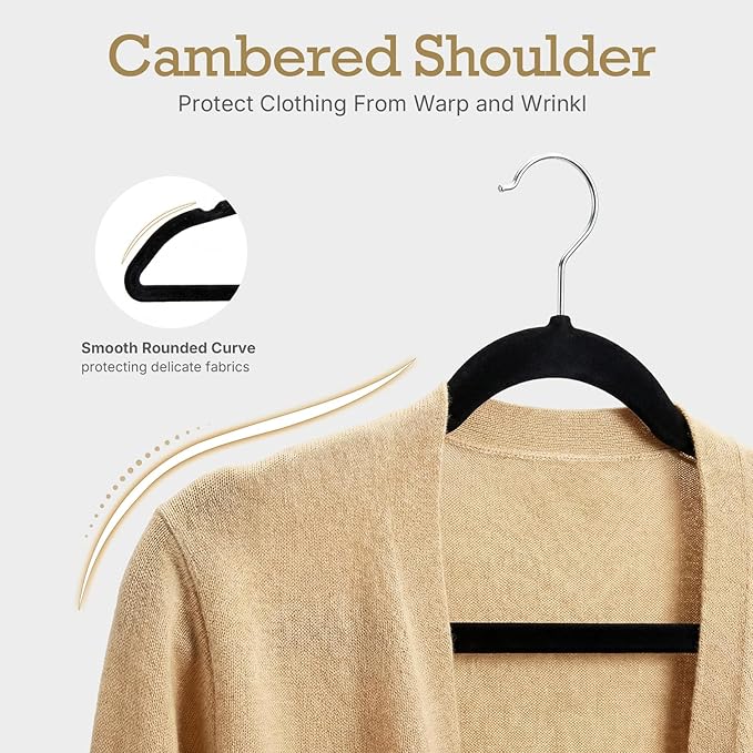HOUSE DAY Black Velvet Hangers 360 Pack, Premium Non-Slip Felt Clothes Hangers, Sturdy Black Hanger Heavy Duty Durable for Coat, Suit, Space Saving No Hanger Mark Rotating Hook