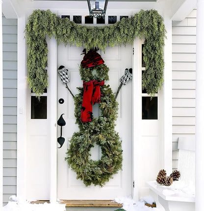 Cedar Christmas Garland for Mantle - 2 pack Decorations with Lights 6 ft Realistic Lighted Faux Pine Garlands for Xmas Home Decoration Indoor Stairs Railing Fireplace Outdoor Prelit Garland Door Decor