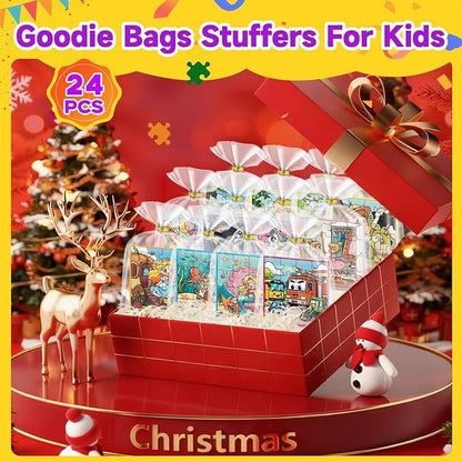 24-Pack Christmas Party Favors for Kids: Bulk Magnetic Puzzle Books for Toddlers 3-5 – Goodie Bag & Stocking Stuffers, Classroom Prizes, Birthday Return Gifts, Travel Toy for 4-8 Years Old Boys Girls